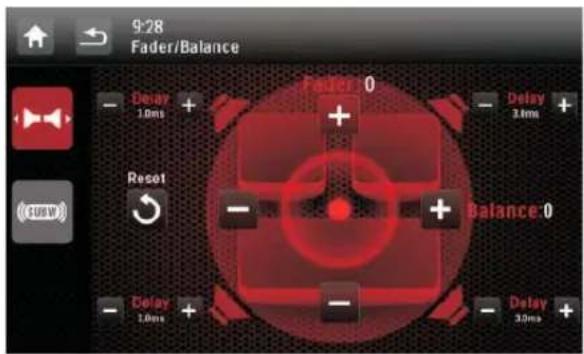 9:28 Fader/Balance Delay 0 1.0ms + Delay 3.0ms + Reset Balance 0 - - - Delay 1.0ms + Delay 3.0ms +