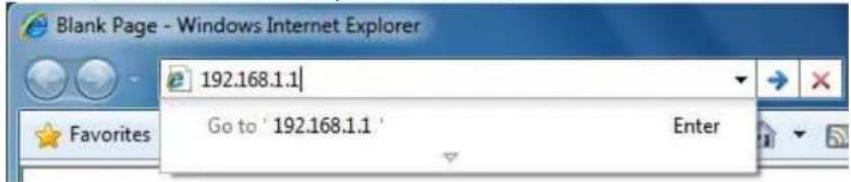 Blank Page - Windows Internet Explorer 192.168.1.1 Go to ' 192.168.1.1 ' Enter