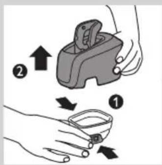 Diagram illustrating two-step cleaning or packaging process with labeled steps ① and ②