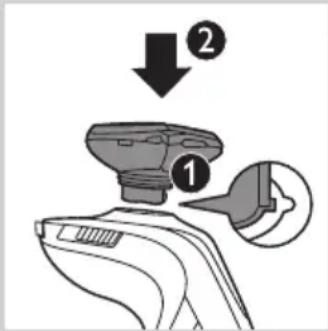 Diagram showing a device with labeled parts and directional arrows, likely illustrating a process or assembly step.