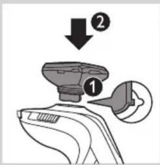 Diagram showing a device with labeled parts and directional arrows, including numbered annotations ① and ②.