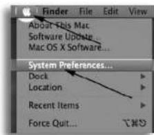 Finder File Edit View About This Mac Software Update ... Mac OS X Software... System Preferences... Dock Location Recent Items Force Quit...