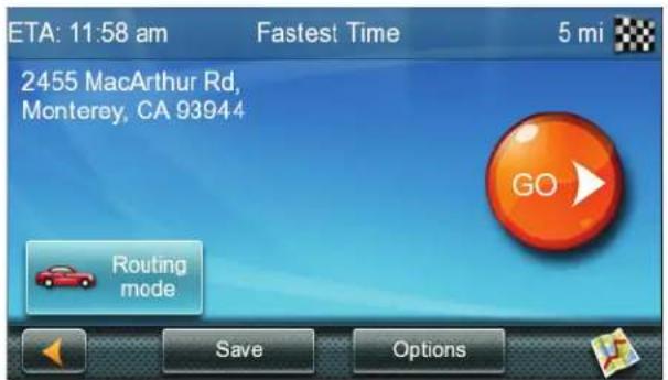 ETA: 11:58 am Fastest Time 5 mi 2455 MacArthur Rd, Monterey, CA 93944 GO Routing mode Save Options