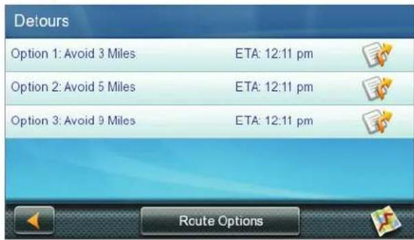 Detours Option 1: Avoid 3 Miles ETA: 12:11 pm Option 2: Avoid 5 Miles ETA: 12:11 pm Option 3: Avoid 9 Miles ETA: 12:11 pm Route Options