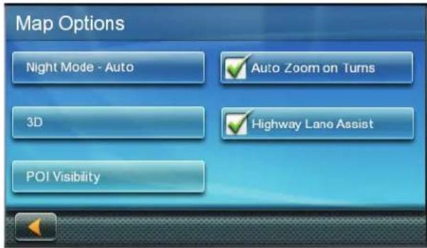 Map Options Night Mode - Auto 3D POI Visibility Auto Zoom on Turns Highway Lane Assist