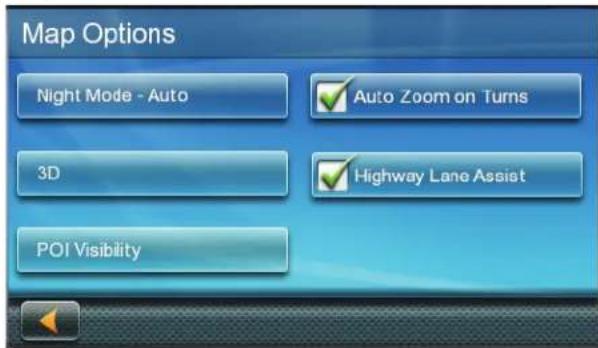 Map Options Night Mode - Auto 3D POI Visibility Auto Zoom on Turns Highway Lane Assist