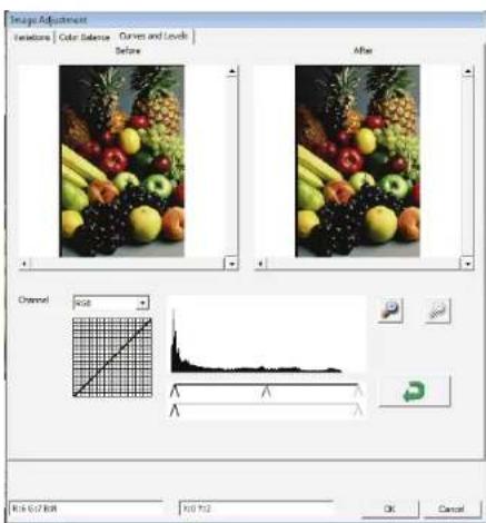 Images Adjustment Settings | Color Balance | Curves and Levels | Before After Channel: RGB Histogram: 0.012 OK Cancel