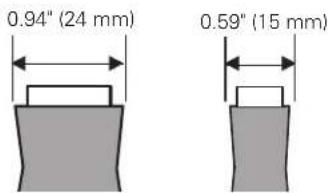 0.94" (24 mm) 0.59" (15 mm)
