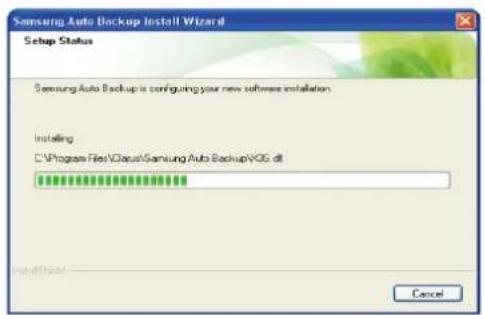 Samsung Auto Backup Install Wizard Setup Status Samsung Auto Backup is configuring your new software installation. Installing C:\Program Files\Cloud\Samsung Auto Backup\VOS.dll Cancel