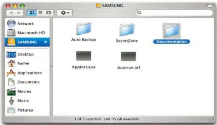 Network Macintosh HD SAMSUNG Desktop fiveve Applications Documents Movies Music Pictures Auto Backup SecretZone Documentation AppInst.exe Autorun.inf 1 of 5 selected, 148.95 Glt available