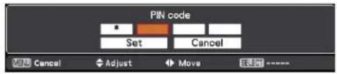 PIN code Set Cancel Cancel Adjust Move Clear