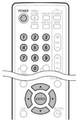 POWER OPEN CLOSE A AUDIO DISPLAY TUV POWER INPUT 1 2 3 4 5 6 7 8 9 0 VOL CH POP OFF ENTER EXIT RETURN F/S