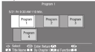 Program 1 5/21 Fri 9:30 AM 11:00 Min. Program 1 Program 2 Program 3 Program 4 Select Enter Return Title Name By Chapter Decimal Function