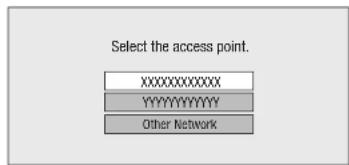 Select the access point. XXXXXXXXXX YYYYYYYYYY Other Network