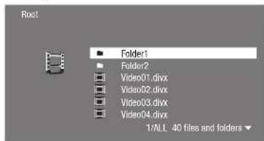 Root Folder1 Folder2 Video01.divx Video02.divx Video03.divx Video04.divx 1/ALL 40 files and folders