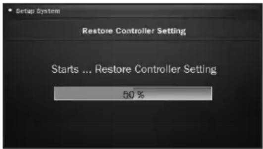 Setup System Restore Controller Setting Starts ... Restore Controller Setting 50 %