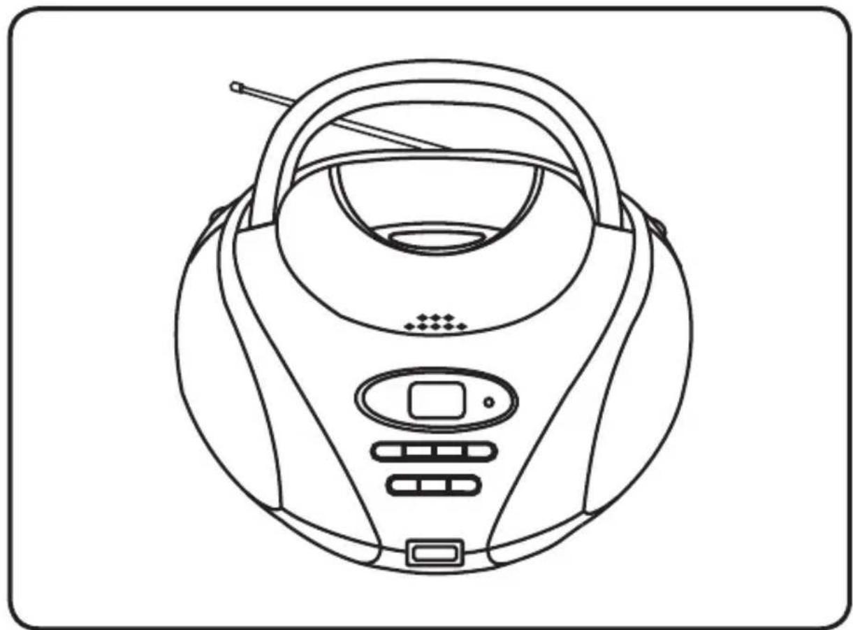 Line drawing of a portable radio device with antenna, buttons, and display (no text or symbols)