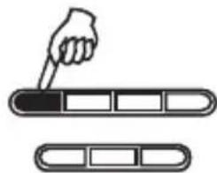 Illustration of a hand holding a pen over a segmented object, with another smaller object below (no text or symbols)