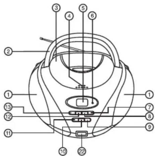 Technical diagram of a mechanical device with numbered components for identification
