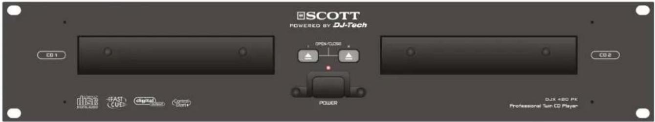 SCOTT POWERED BY DJ-Tech OPEN/CLOSE CO 1 CO 2 POWER DJX 480 PK Professional Tun CD Player