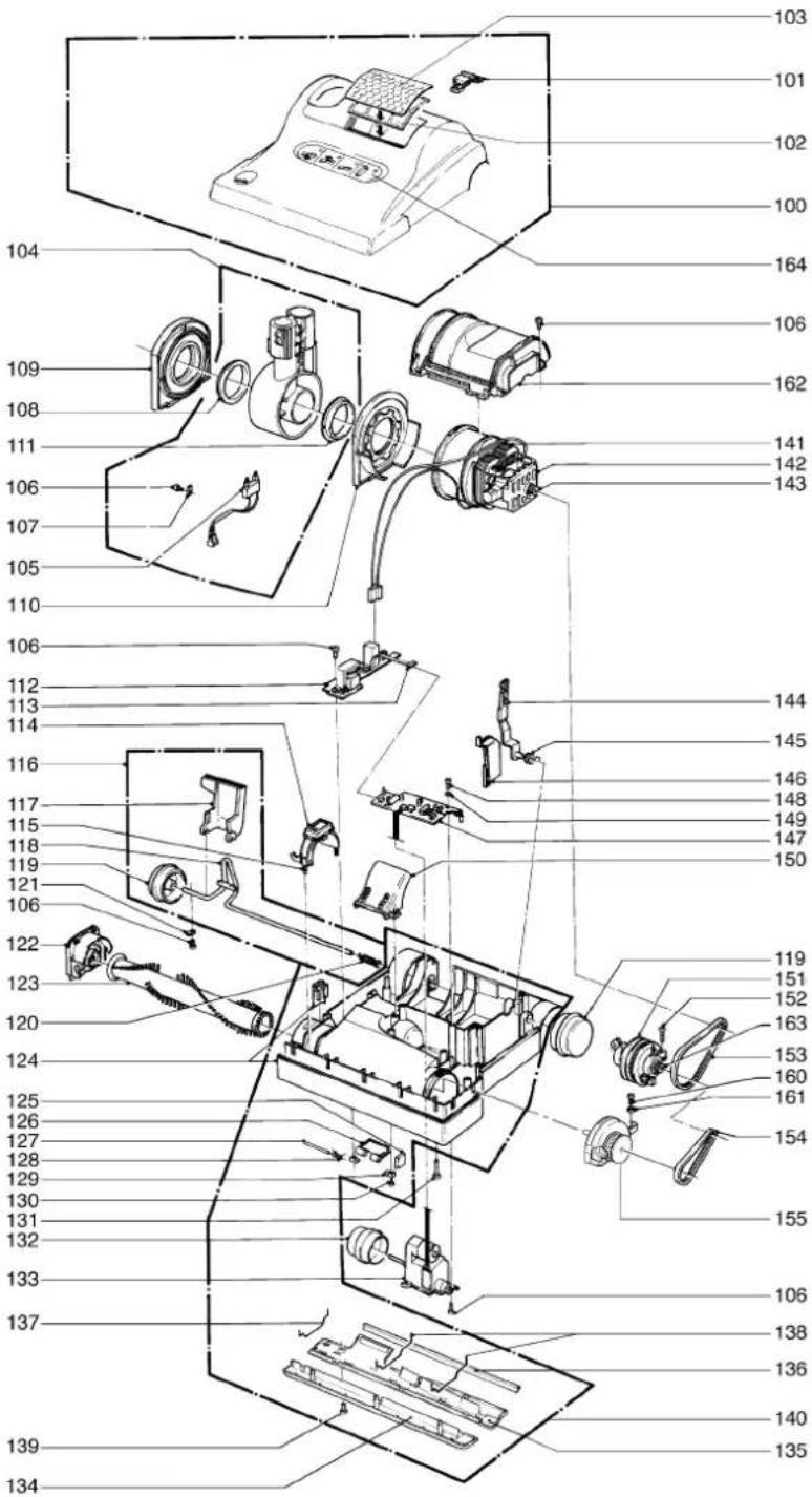 Exploded view diagram of a device with numbered parts for identification