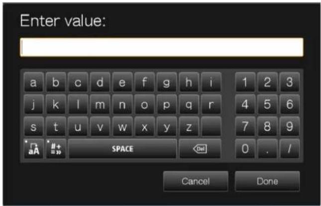 Enter value: a b c d e f g h i 1 2 3 j k l m n o p q r 4 5 6 s t u v w x y z 7 8 9 #A #+ SPACE 001 0 . / Cancel Done