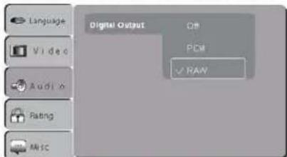 Language Video Audio Rating Misc Digital Output Off PCI RAW