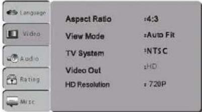 Language Aspect Ratio :4:3 View Mode :Auto Fit TV System :NTSC Video Out :HD HD Resolution : 720P