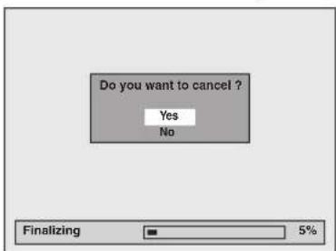 Do you want to cancel ? Yes No Finalizing 5%