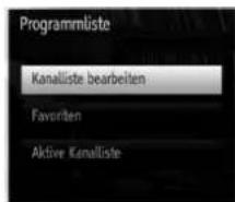 Programmliste Kanalliste bearbeiten Favorites Aktive Kanalliste