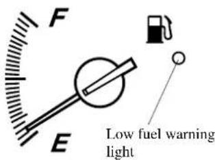 F E Low fuel warning light