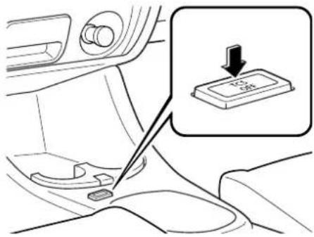 Diagram showing car interior and dashboard with a pointing button labeled '150' and a pencil inserted into the seat.