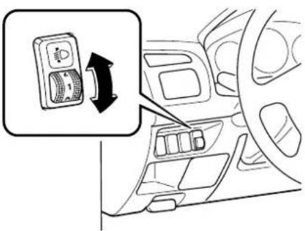 Diagram showing car interior with a directional arrow and a control panel icon, likely illustrating vehicle or system adjustment.