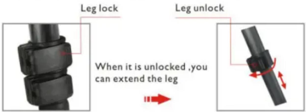 Leg lock Leg unlock When it is unlocked, you can extend the leg