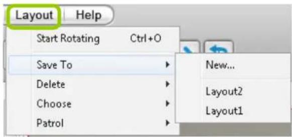Layout Help Start Rotating Ctrl+O Save To Delete Choose Patrol New... Layout2 Layout1