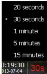 20 seconds • 30 seconds 1 minute 5 minutes 15 minutes 0:19:30 013-07-04 30s