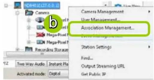 Camera Management User Management... Association Management... Station Settings Find... Output Streaming URL Get Public IP