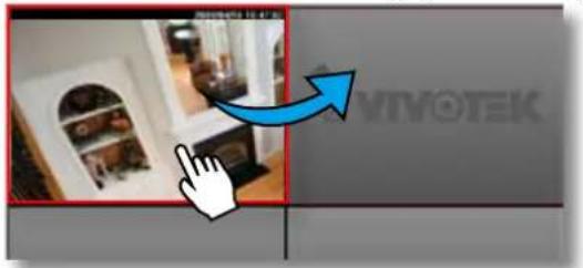 Image showing a pointing hand pointing at a photo of a kitchen appliance, with a blue arrow and 'VIVOTEK' watermark visible.