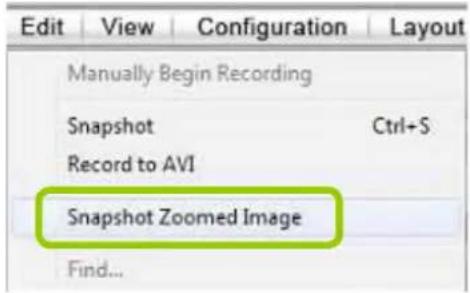 Edit View Configuration Layout Manually Begin Recording Snapshot Ctrl+S Record to AVI Snapshot Zoomed Image Find...