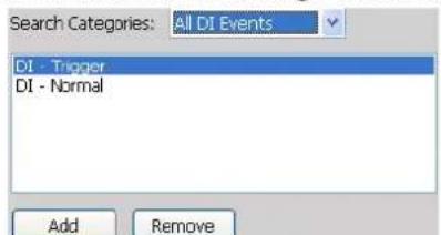 Search Categories: All DI Events DI - Trigger DI - Normal Add Remove
