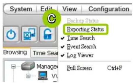 System Edit View Configuration Backup Status Exporting Status ✓ Time Search ✓ Event Search ✓ Log Viewer Browsing Time Seal Manager Full Screen Ctrl+F