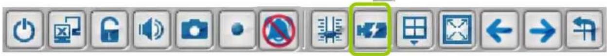 Toolbar with icons representing camera, lock, audio, and security functions, highlighted in green.