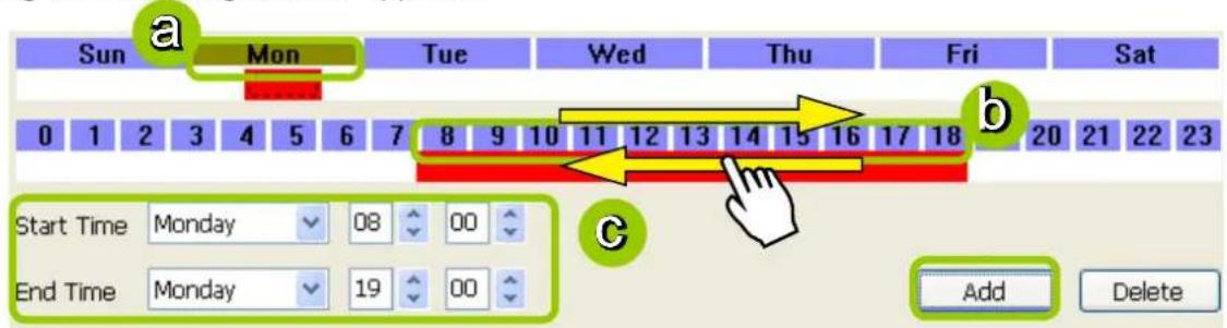 Sun a Mon Tue Wed Thu Fri Sat 0 1 2 3 4 5 6 7 8 9 10 11 12 13 14 15 16 17 18 Start Time Monday 08 00 End Time Monday 19 00 Add Delete
