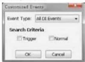 Customized Events Event Type: All DI Events Search Criteria Trigger Normal OK Cancel
