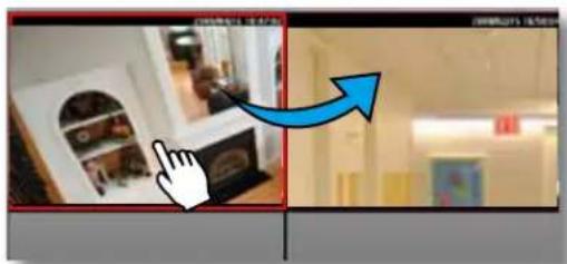 Street photo with visible store signboards and a hand cursor pointing to a device interface