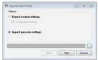 Import Export Options Options Export recent attacks Import previous attacks 8 Export previous attacks Save Next Cancel