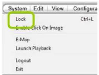 System Edit View Configura Lock Ctrl+L Enable Click On Image E-Map Launch Playback Logout Exit