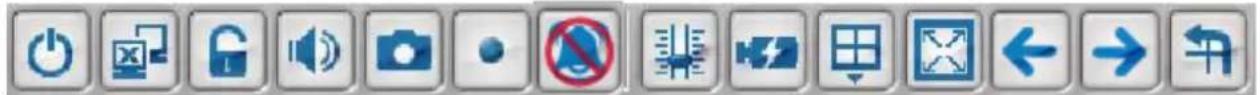 Grid of 16 software toolbar icons including power, lock, camera, and directional arrows