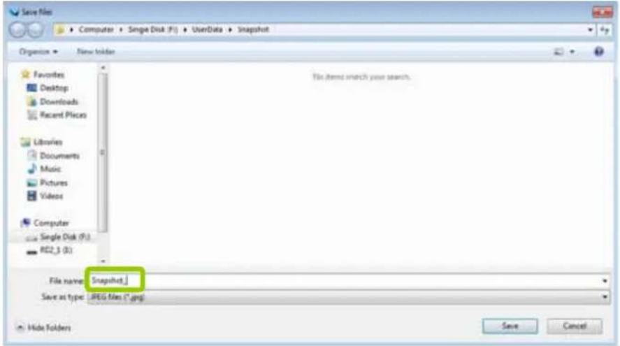 Save Files Computer Single Disk (F:) UserData Snapshot Organize New folder Favorites Desktop Downloads Recent Places Libraries Documents Music Pictures Videos Computer Single Disk (F:) RD2_3 (R): File name: Snapshot Save as type: JPEG files (*.jpg) Hide Folders Save Cancel