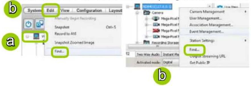 System Edit View Configuration Layout Manually Begin Recording Snapshot Ctrl+S Record to AVI Snapshot Zoomed Image Find... B4401 (127.8.5) Camera Mega-Pixel Mega-Pixel Mega-Pixel Recording Storage Two Way Audio Instant Play Activated mode: Digital Camers Management User Management... Association Management... Event Management... Station Settings Find... Output Streaming URL Get Public IP